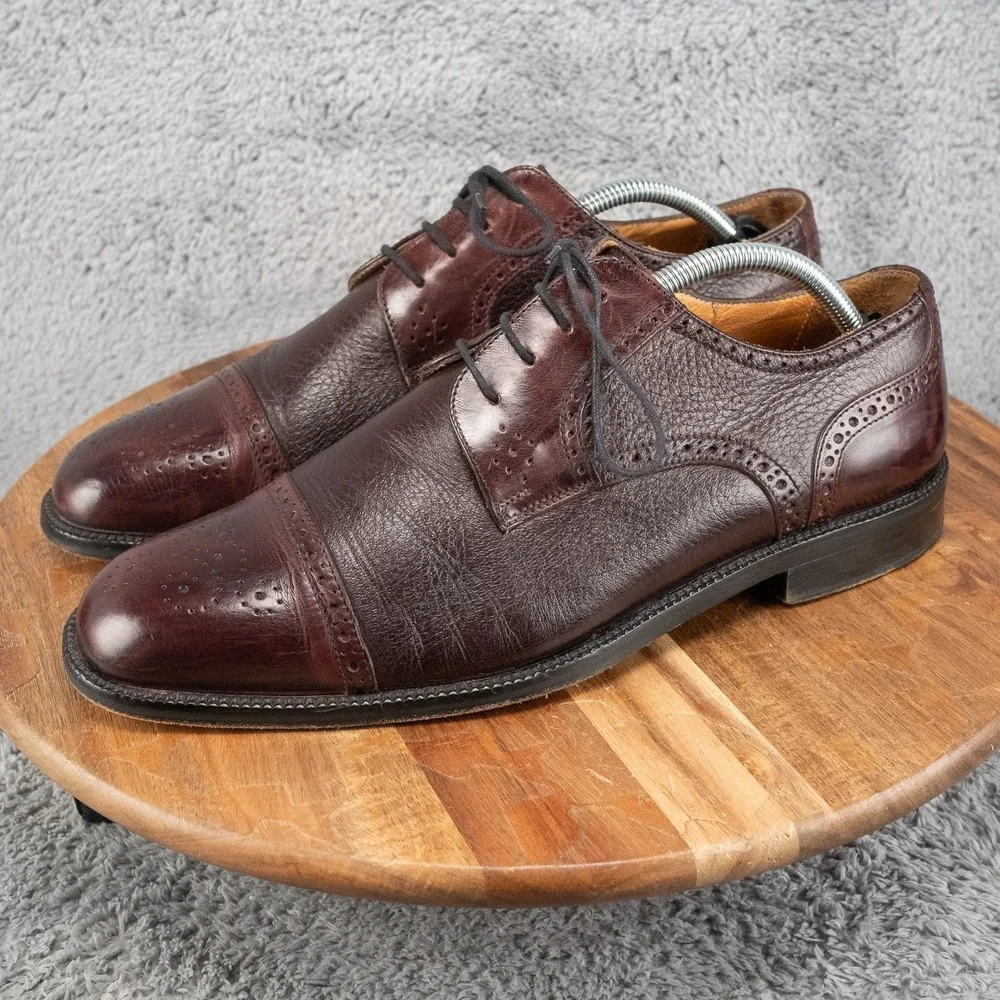 Johnston & Murphy Cellini Oxblood Cap Toe Oxfords Italy Brogues | 10.5 M